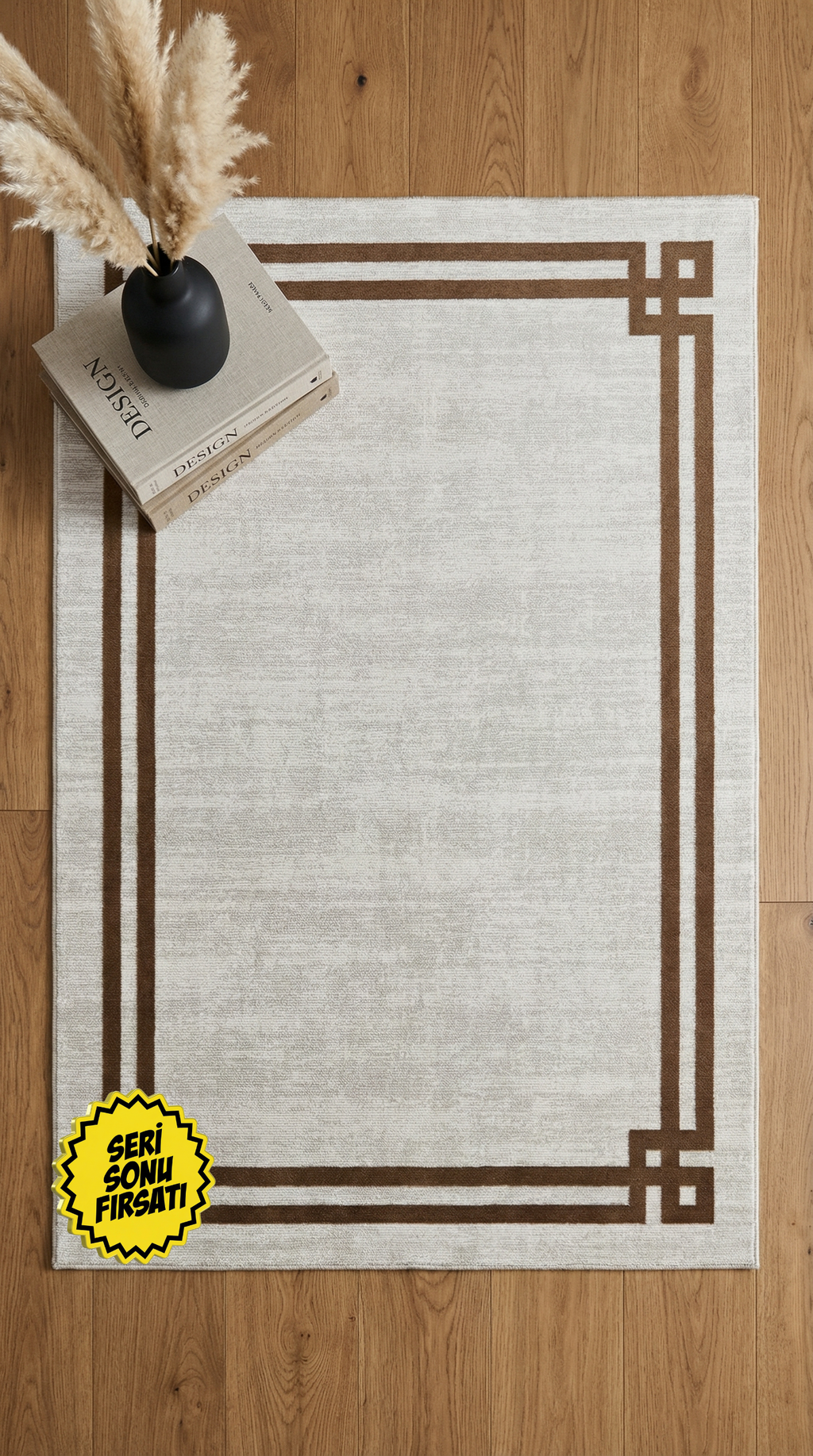 Zev Stone Serisi: %60 İndirimle Modern Bordürlü Akrilik Fırsatı st007 Kahve 150x230