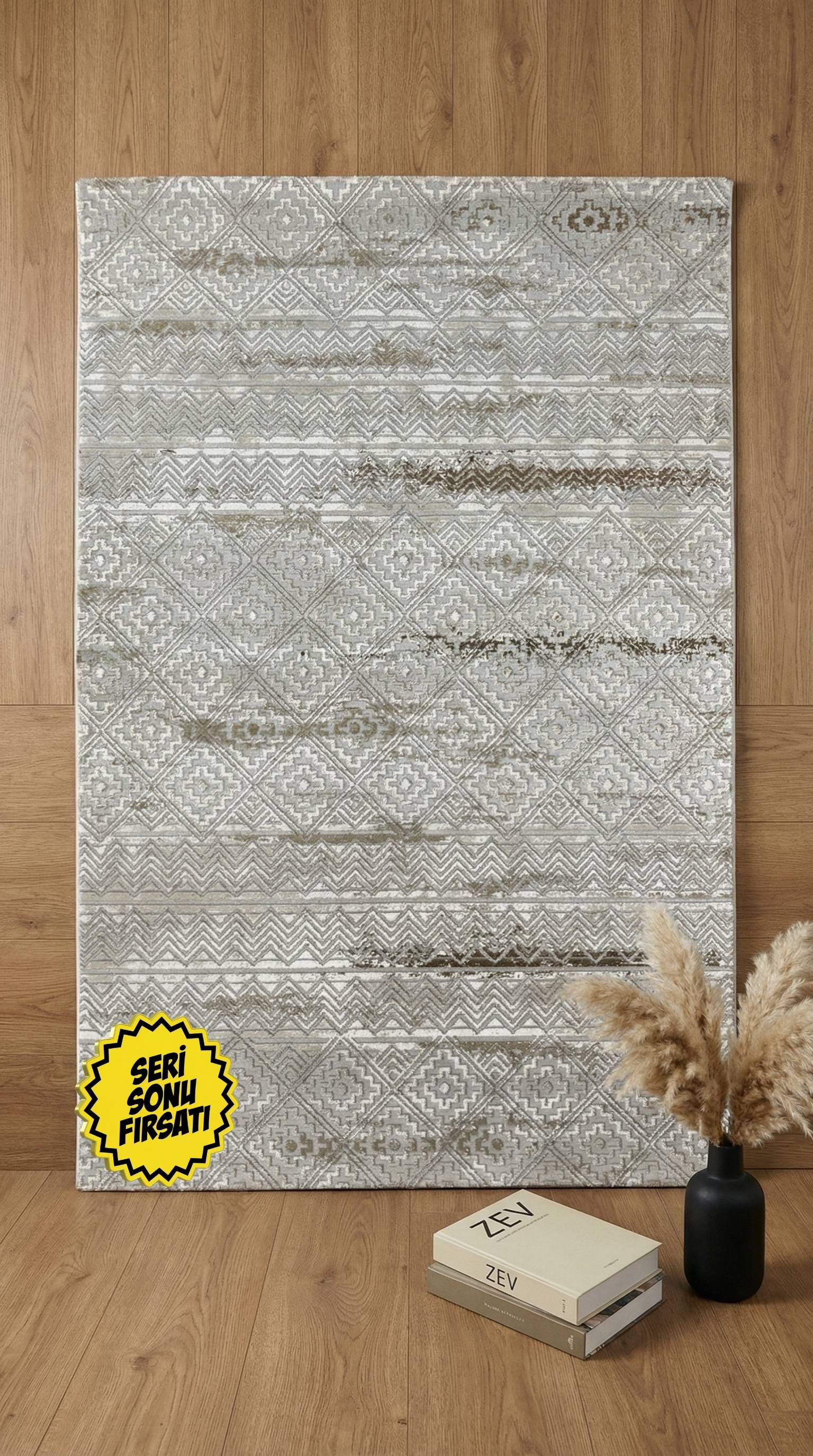 Zev Stone Serisi:Zeminlerinizde Kültürel Bir Dokunuş: %60 İndirimle Etnik Akrilik Seçkisi st013 Kahve 150x230