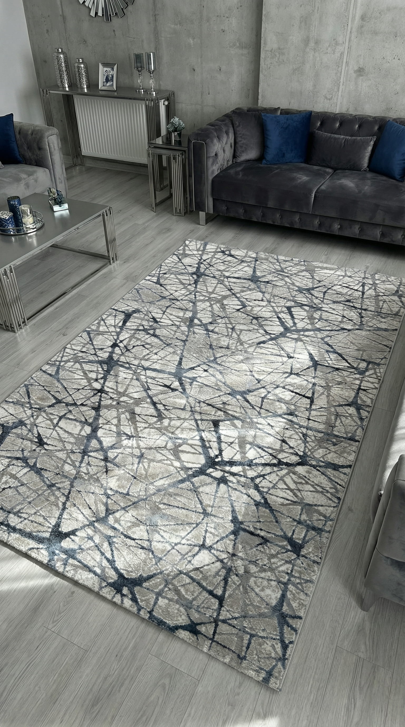 سلسلة زيف ستون: سجادة أكريليك عصرية مخططة بنمط فوضوي - خصم 60% على منتجات التخفيضات st009 أزرق داكن 150x230