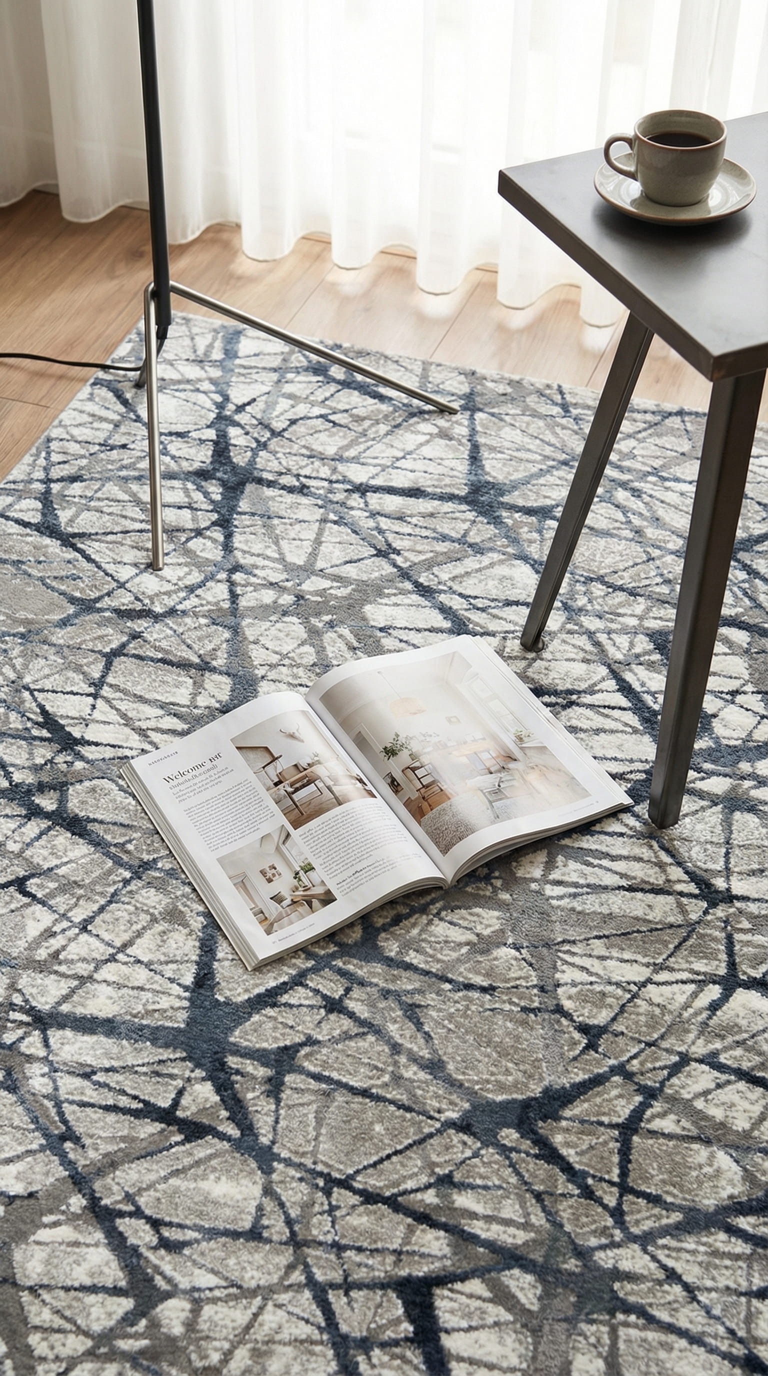 سلسلة زيف ستون: سجادة أكريليك عصرية مخططة بنمط فوضوي - خصم 60% على منتجات التخفيضات st009 أزرق داكن 150x230