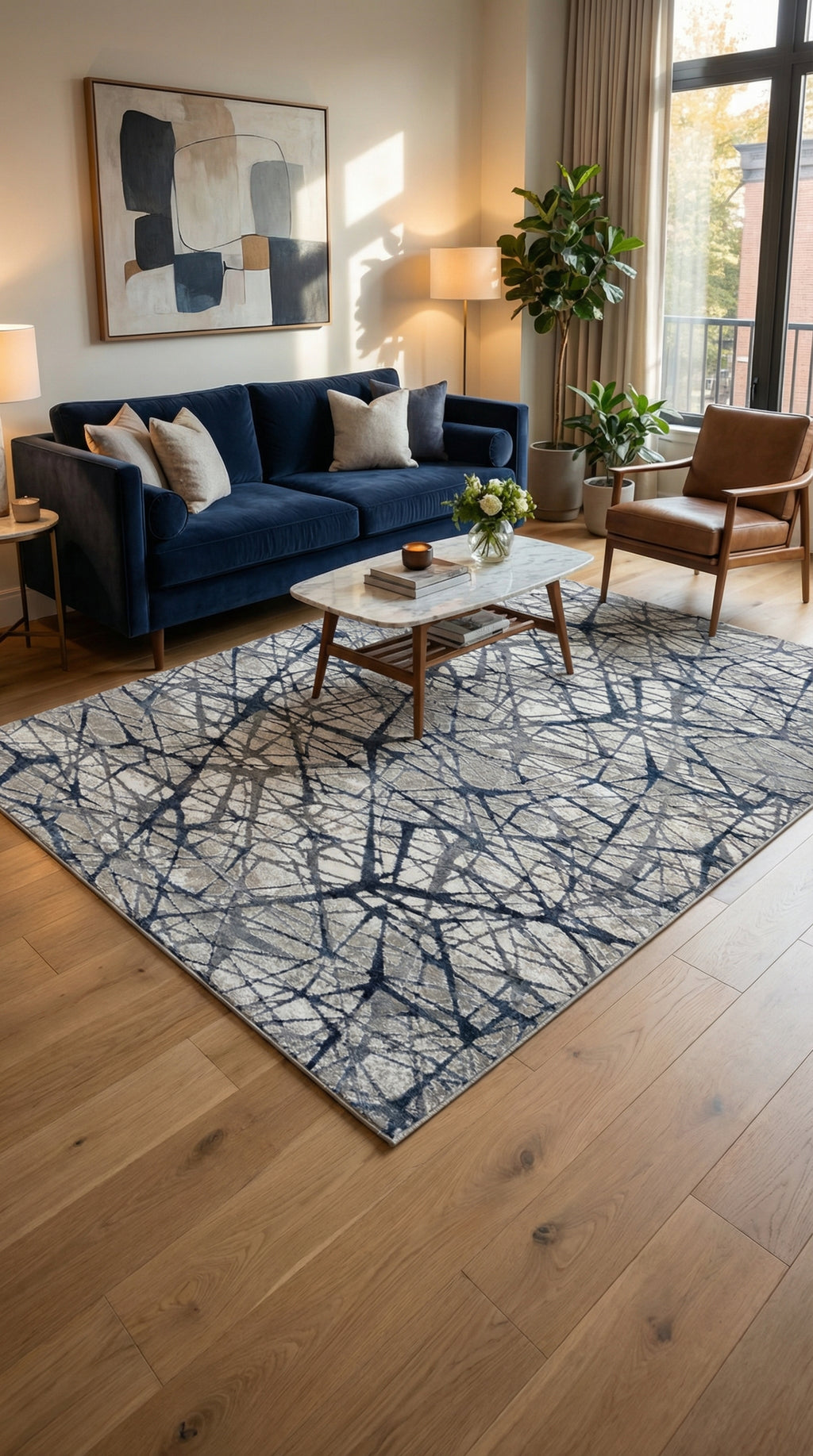 سلسلة زيف ستون: سجادة أكريليك عصرية مخططة بنمط فوضوي - خصم 60% على منتجات التخفيضات st009 أزرق داكن 150x230