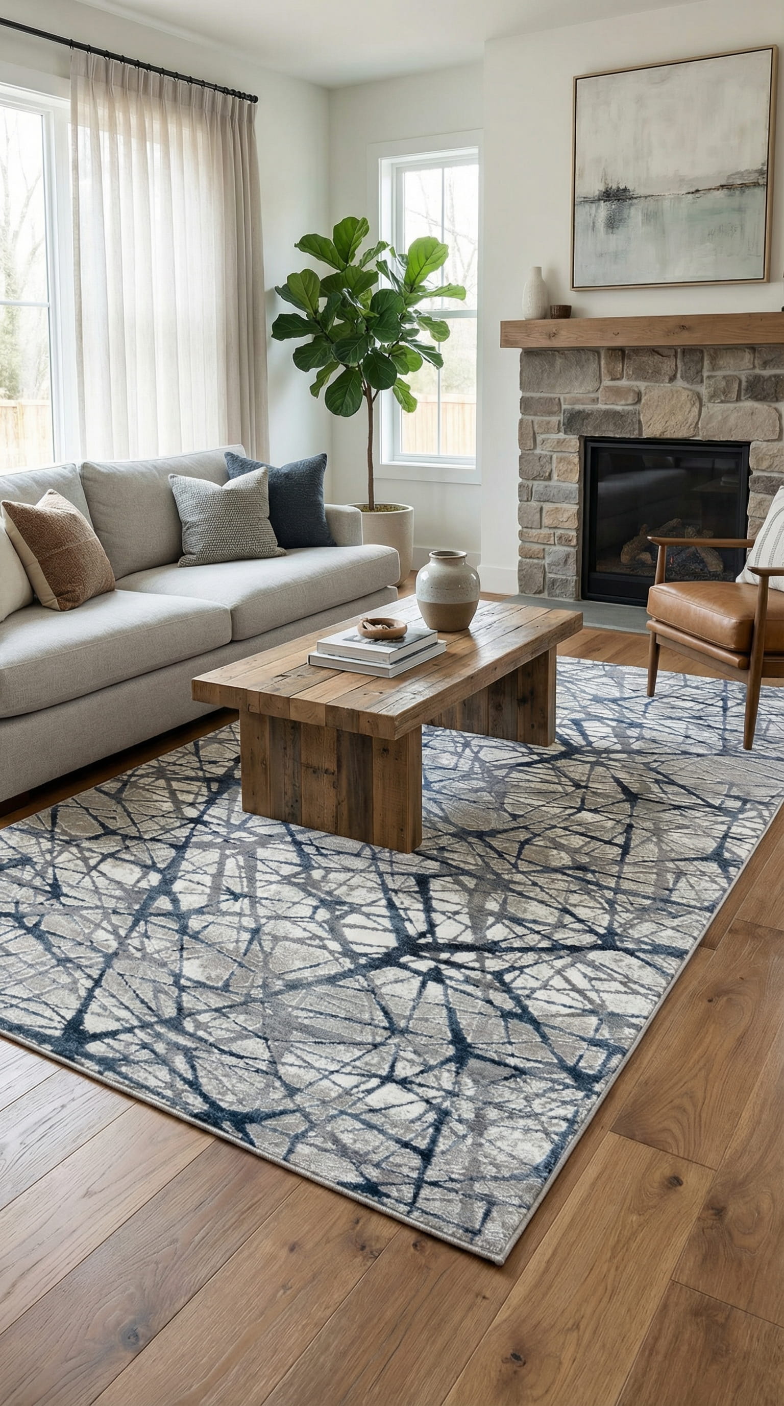 سلسلة زيف ستون: سجادة أكريليك عصرية مخططة بنمط فوضوي - خصم 60% على منتجات التخفيضات st009 أزرق داكن 150x230