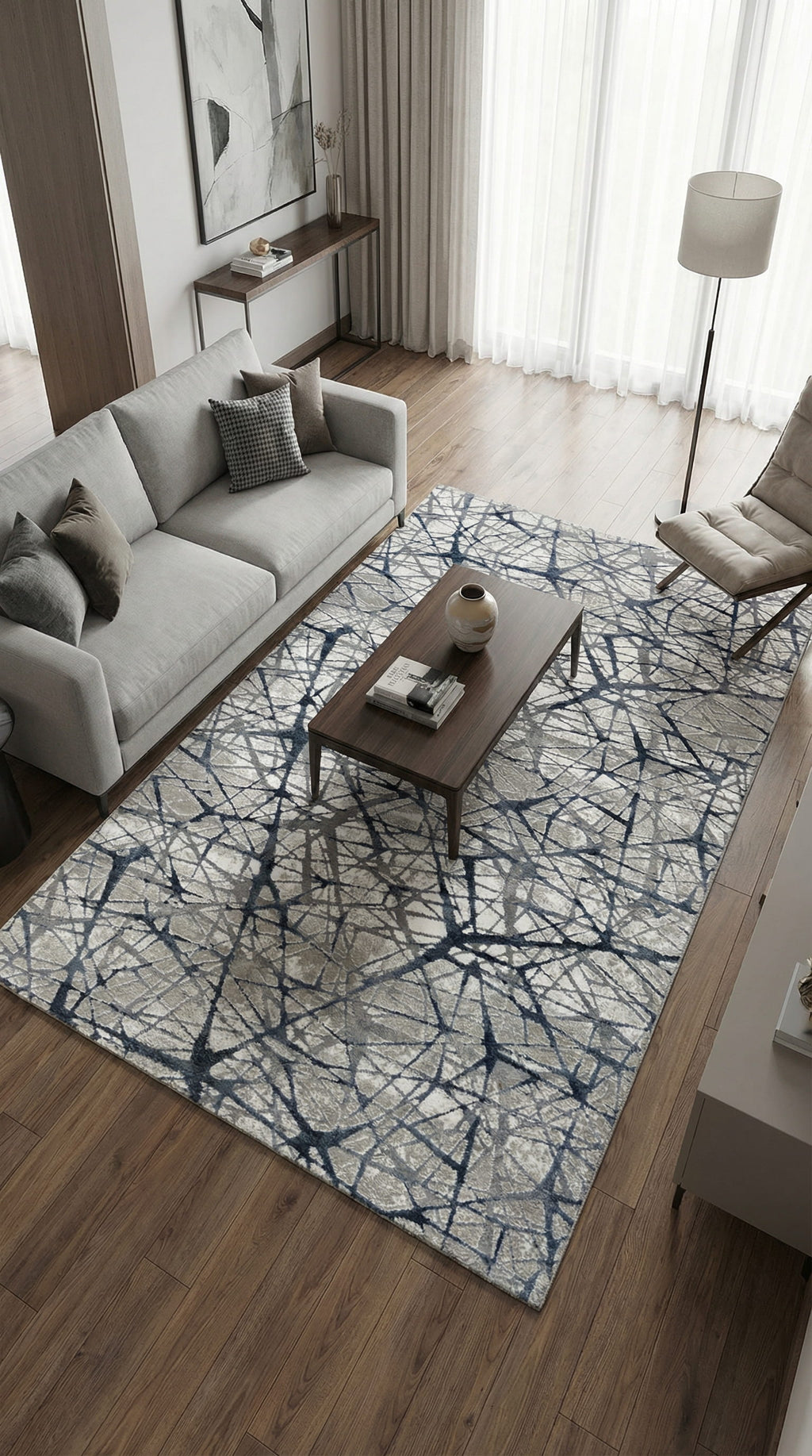 سلسلة زيف ستون: سجادة أكريليك عصرية مخططة بنمط فوضوي - خصم 60% على منتجات التخفيضات st009 أزرق داكن 150x230