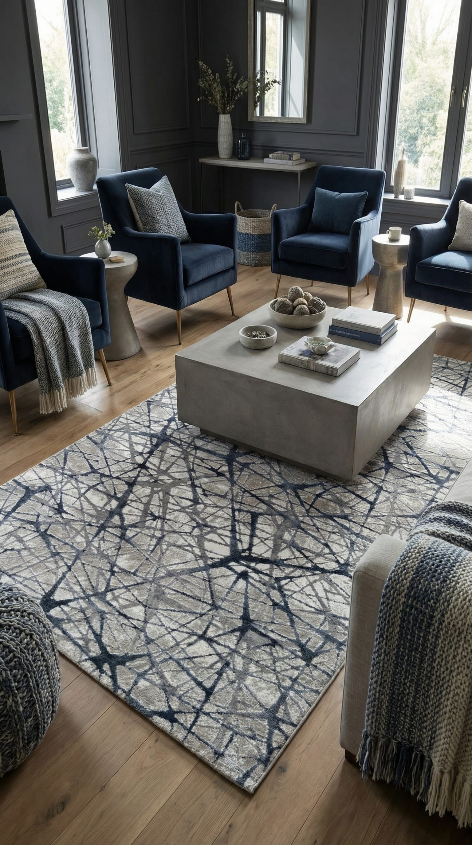 سلسلة زيف ستون: سجادة أكريليك عصرية مخططة بنمط فوضوي - خصم 60% على منتجات التخفيضات st009 أزرق داكن 150x230