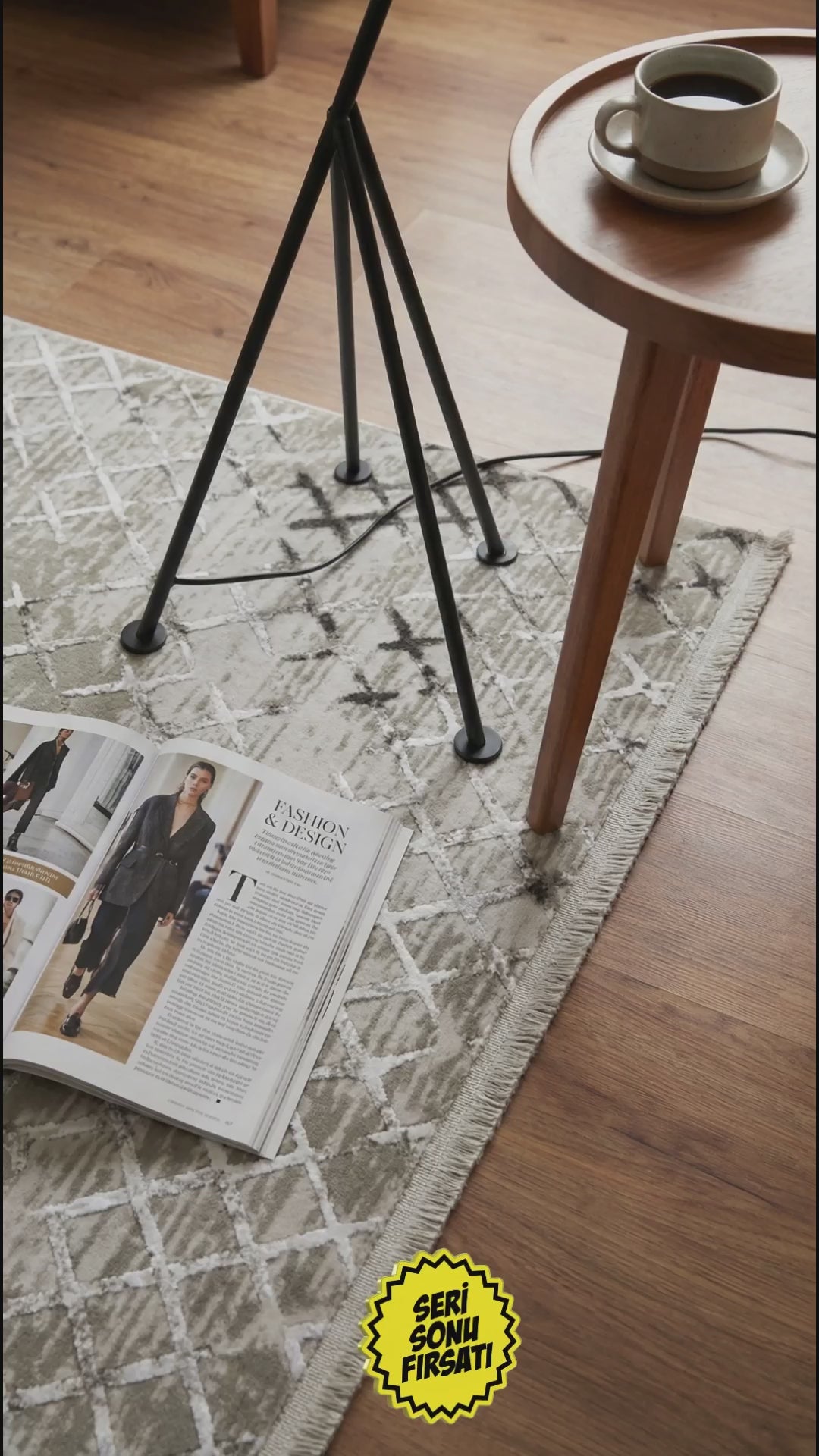 Zev Vogui Serisi Kil Yeşili Modern Geometrik Triko Akrilik Halı %60 Fırsat Outlet st027  160x230