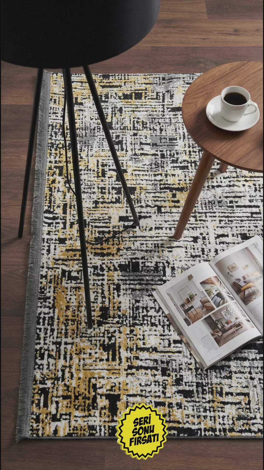 Zev Dark Serisi Zümrüt Siyahı Hardal Sarı Detaylı Etnik Damask Triko Akrilik Salon Halısı- %60 Fırsat Outlet st022  160x230