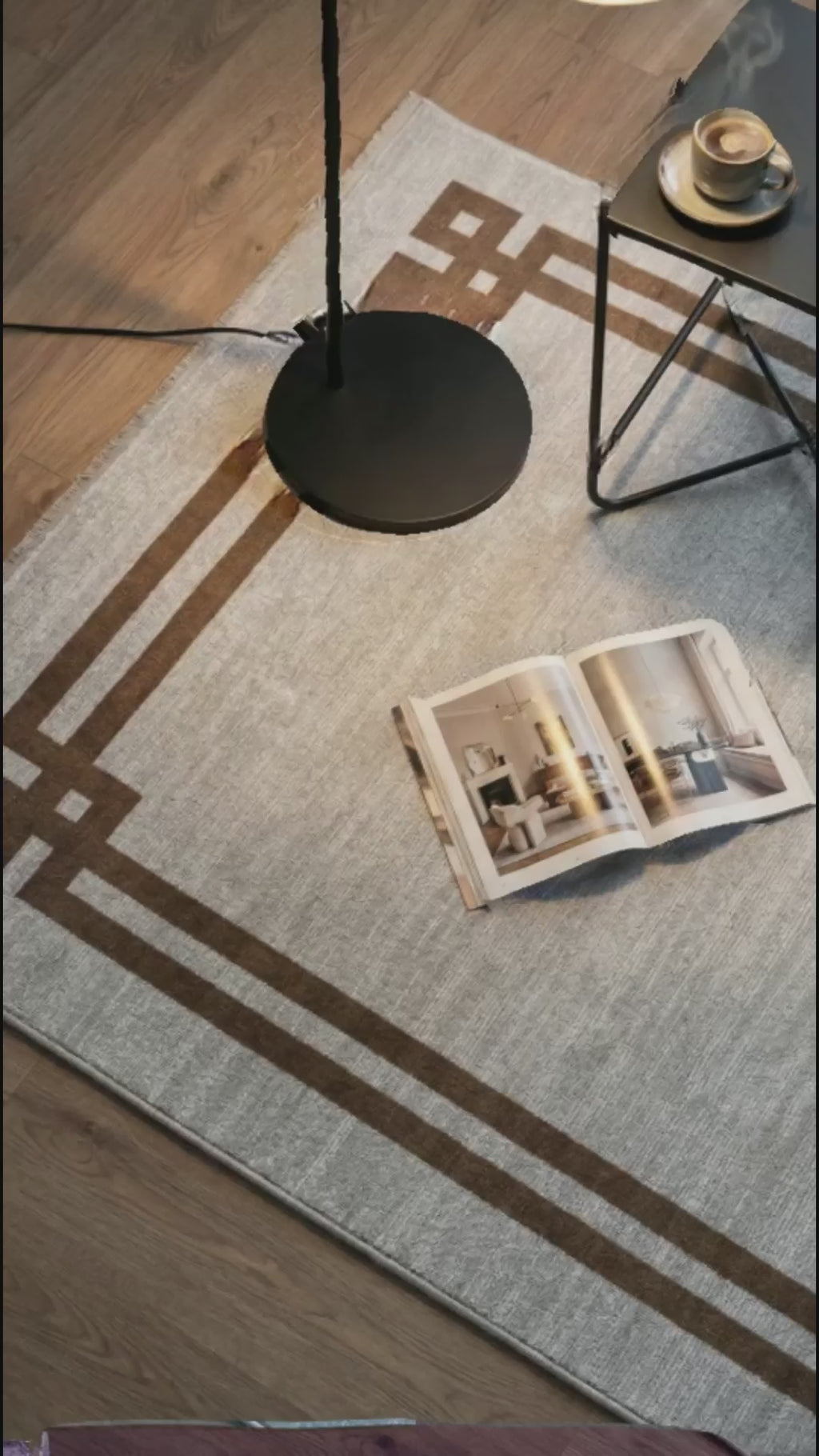 Zev Stone Serisi: %60 İndirimle Modern Bordürlü Akrilik Fırsatı st007 Kahve 150x230