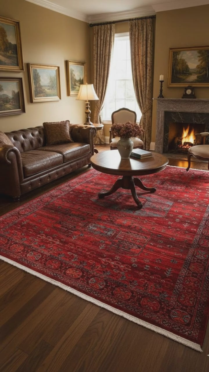 Zev Halı Asır Bordo Afgan Tarzı  Halı AS5