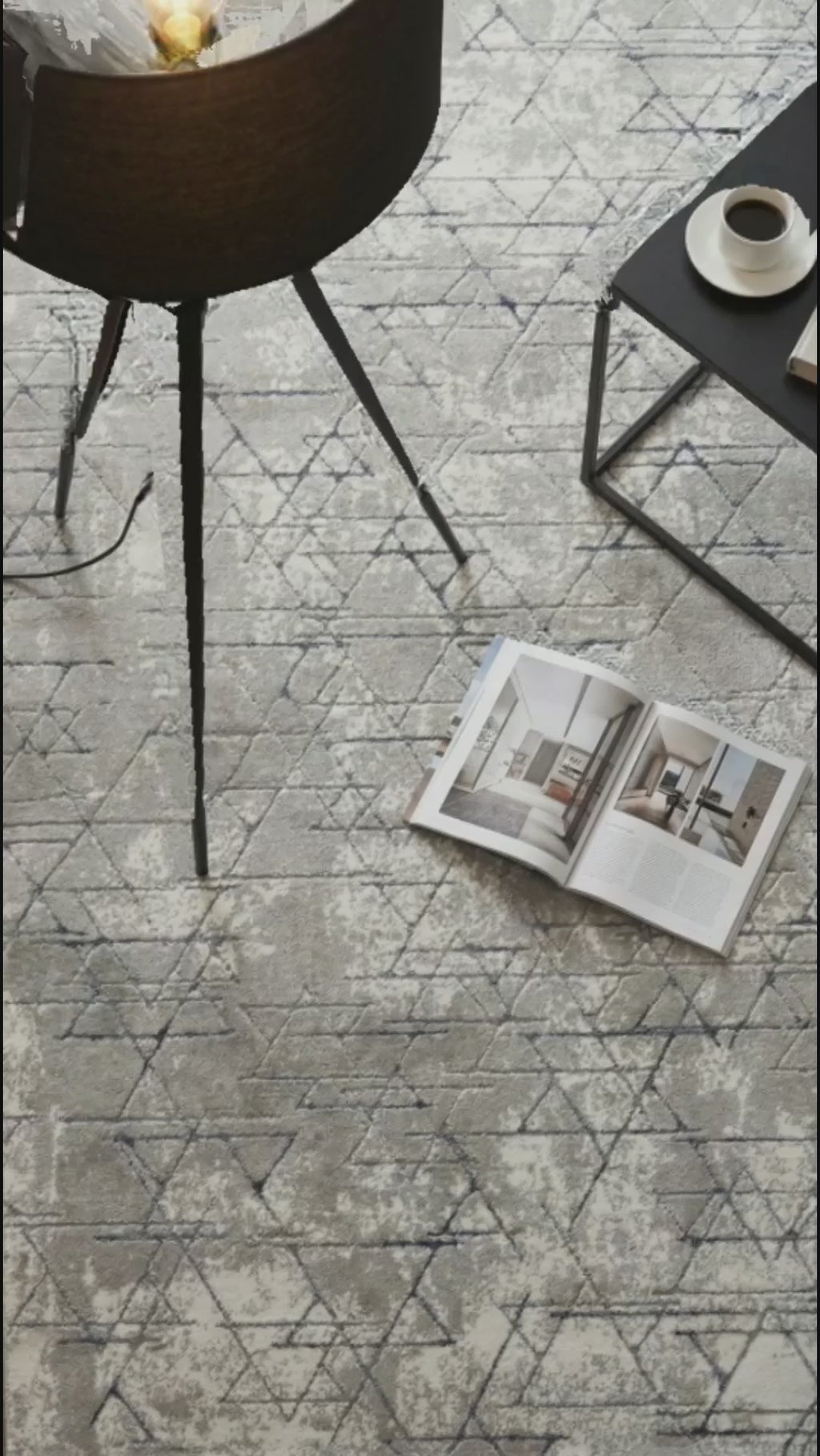 Zev Stone Serisi Geometrik Akrilik Halı st006 Gri 150x230 - %60 İndirimli Outlet