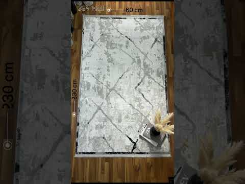 Zev Vogui Antrasit Mermer Desenli Soyut Modern Salon Halısı VG041 160x230