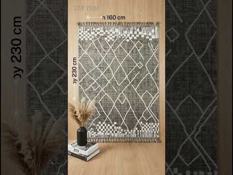 Zev Halı Prime PR002 Antrasit Etnik Geometrik Toz Yapmaz Halı 160x230