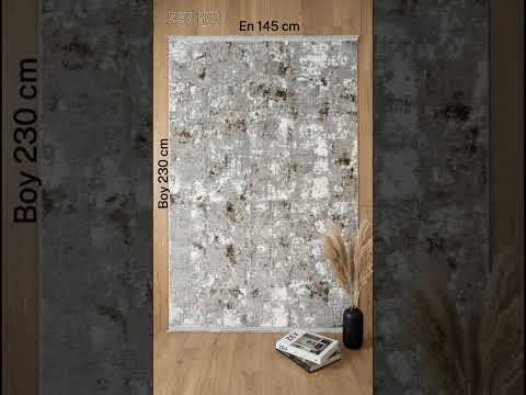 Zev Vogui Gümüş Gri Vizon Eskitme Soyut Modern Salon Halısı VG046  145x230