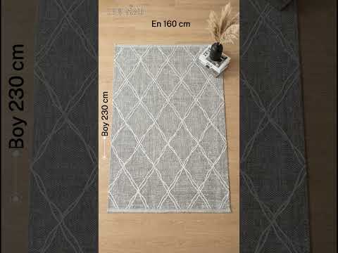 Zev Vogui Gri Beyaz Örgü Zincir Desenli Modern Tasarım Halı VG043 160x230