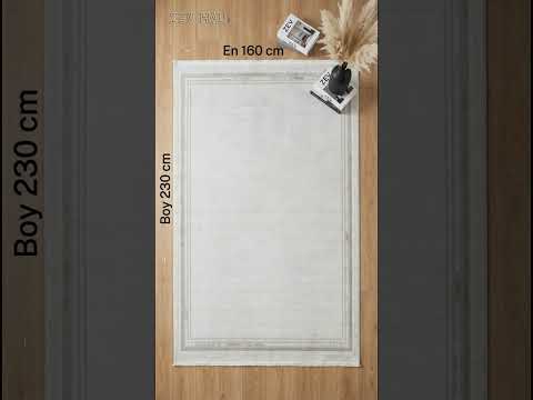 Zev Halı Prime PR007 Krem Bej Çerçeveli Sade Toz Yapmaz Halı 160x230