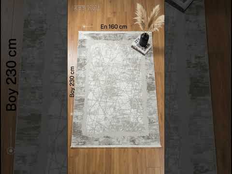 Zev Halı Prime PR004 Gri Soyut Çizgili Çerçeveli Toz Yapmaz Halı 160x230