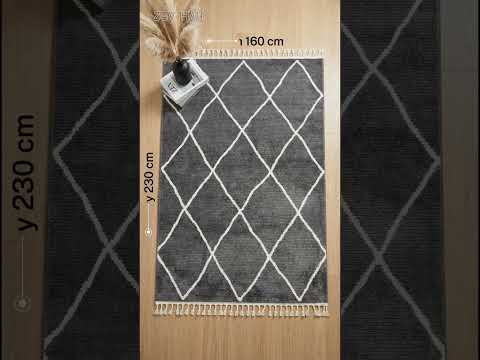 Zev Halı Prime PR016 Antrasit Mikrofiber Baklava Desenli Yumuşak Halı 160x230