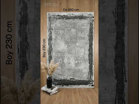 Zev Halı Prime PR021 Gri Siyah Çerçeveli Eskitme Vintage Salon Halısı 160x230