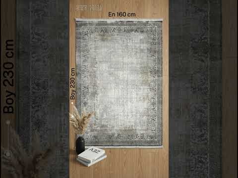 Zev Halı Prime PR020 Gri Vizon Eskitme Klasik Bordürlü Salon Halısı 160x230