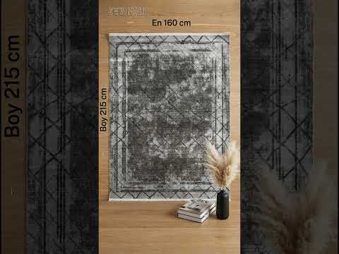 Zev Vogui Antrasit Geometrik Baklava Kafes Desenli Eskitme Halı VG049 160x215