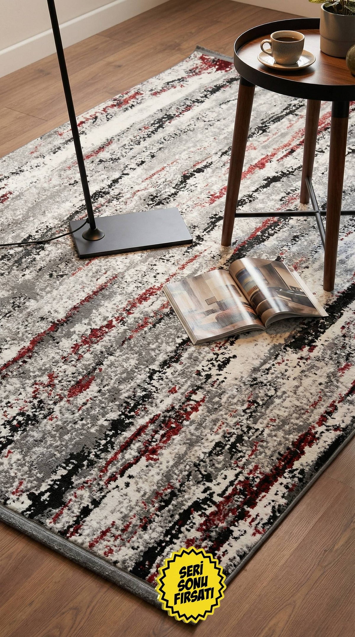 Zev Halı Dark Serisi: Modern Vintage Akrilik Salon Mutfak Halısı - %60 İndirimli Outlet Zümrüt Siyahı st016 160x230 | Modern Halı | Zev Halı