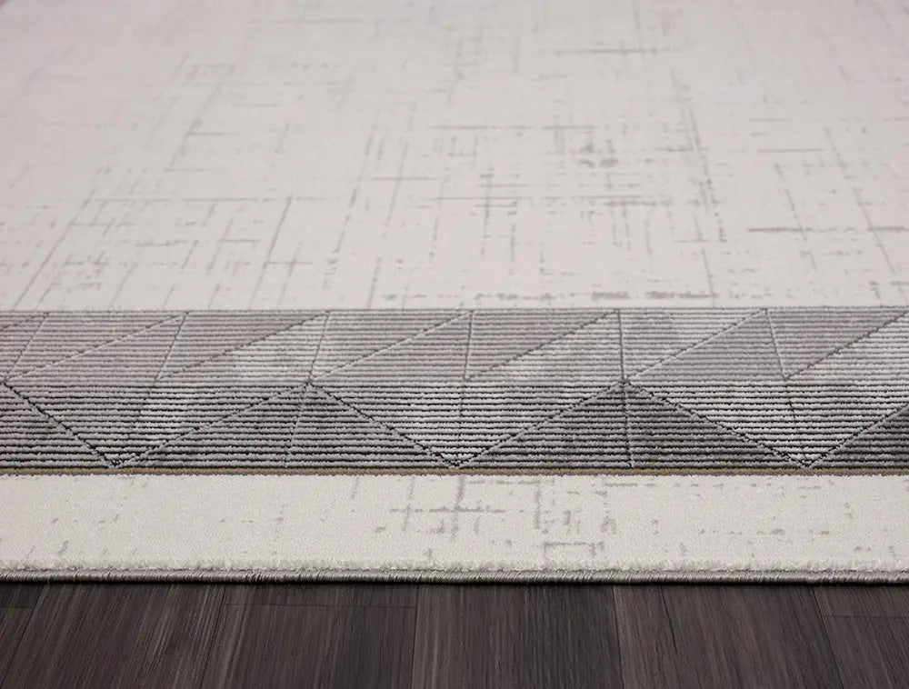 Zev Halı Prime PR017 Krem Antrasit Üçgen Bordürlü Modern Salon Halısı 160x230