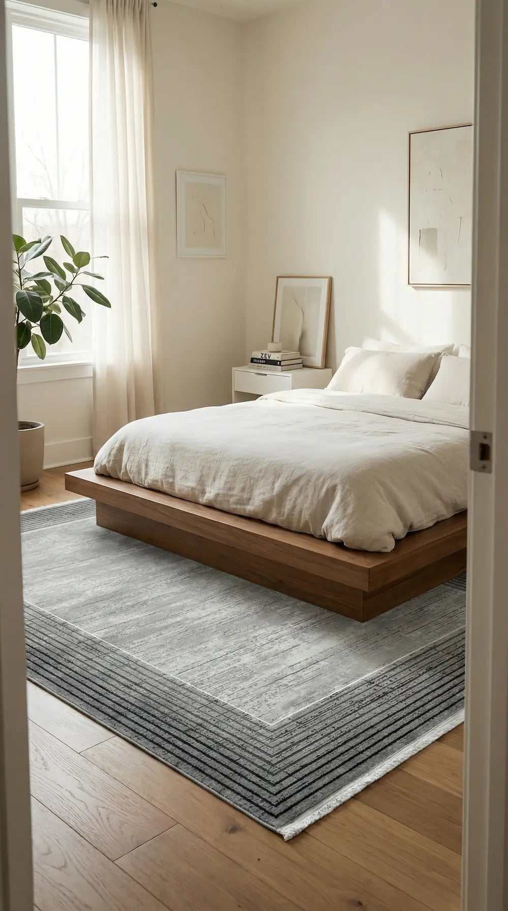 Zev Halı Prime PR018 Gri Antrasit Çoklu Çizgi Bordürlü Modern Salon Halısı 160x230