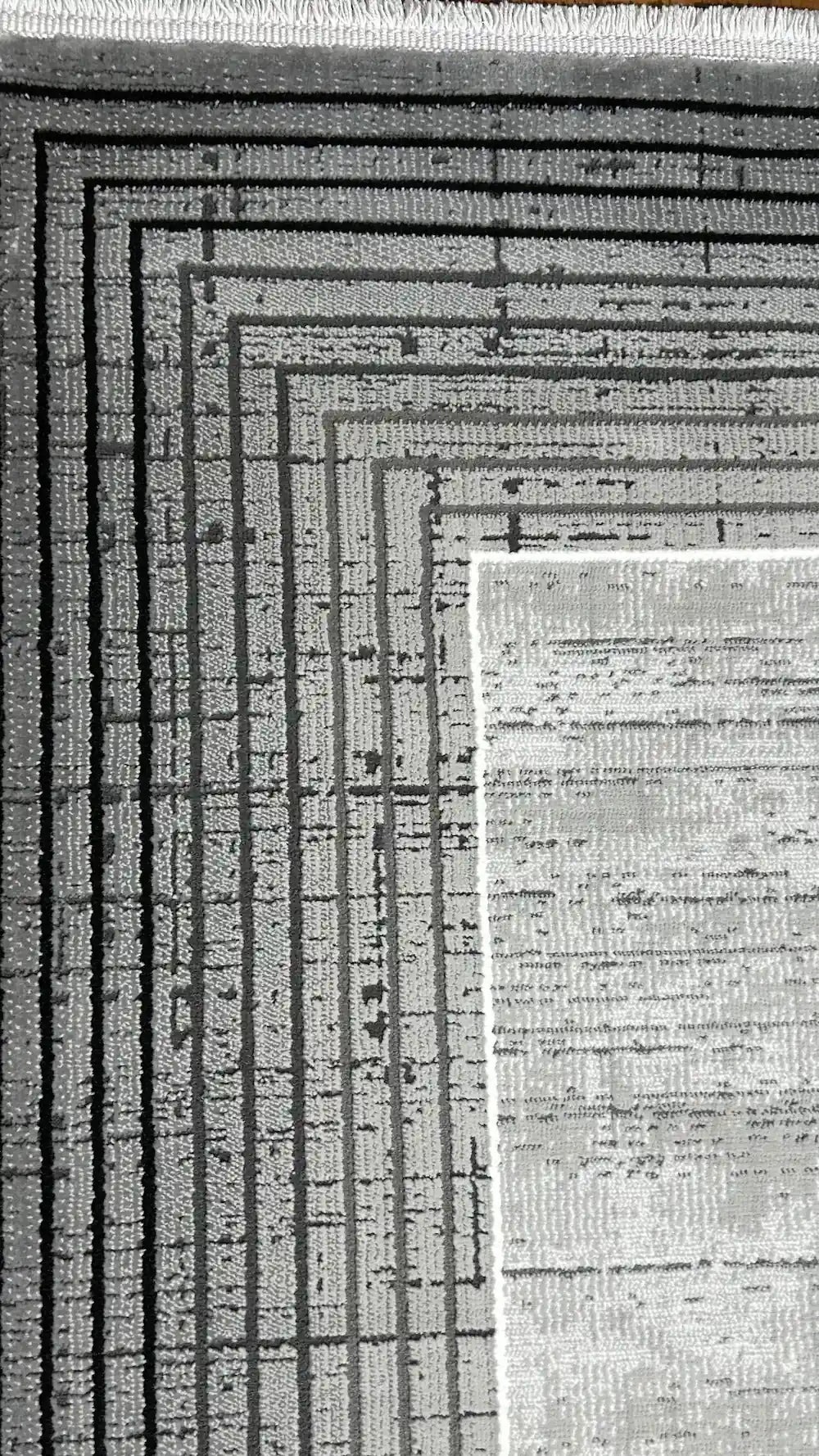 Zev Halı Prime PR018 Gri Antrasit Çoklu Çizgi Bordürlü Modern Salon Halısı 160x230