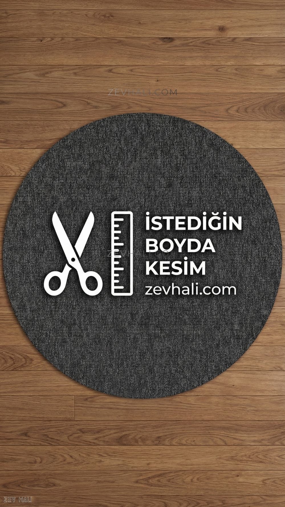 Zev Halı Keten Obsidyen Siyahı Yuvarlak Salon Halısı - 400 CM En Genişliğinde Kusursuz Form Özel Ölçü | Jüt Hasır Halılar | Zev Halı