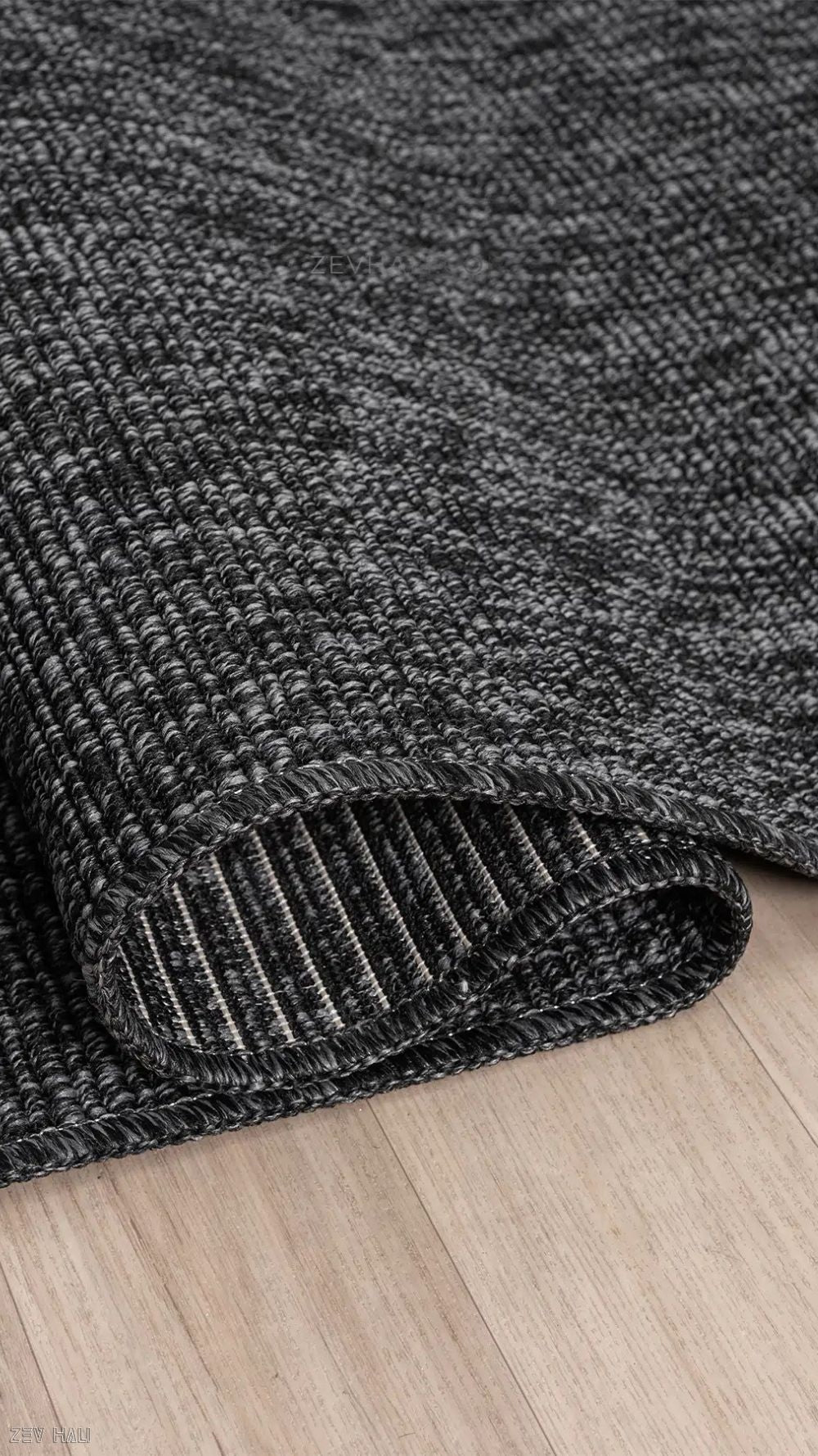 Zev halı Keten Gece Siyahı 400 CM En Özel Ölçü Salon Halısı - Sınır Tanımayan Formlar | Jüt Hasır Halılar | Zev Halı