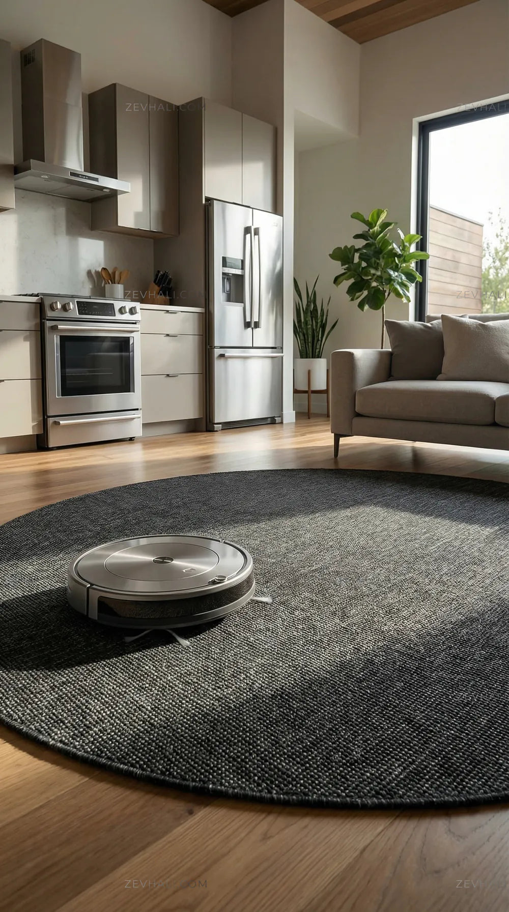 Zev halı Keten Gece Siyahı 400 CM En Özel Ölçü Salon Halısı - Sınır Tanımayan Formlar | Jüt Hasır Halılar | Zev Halı