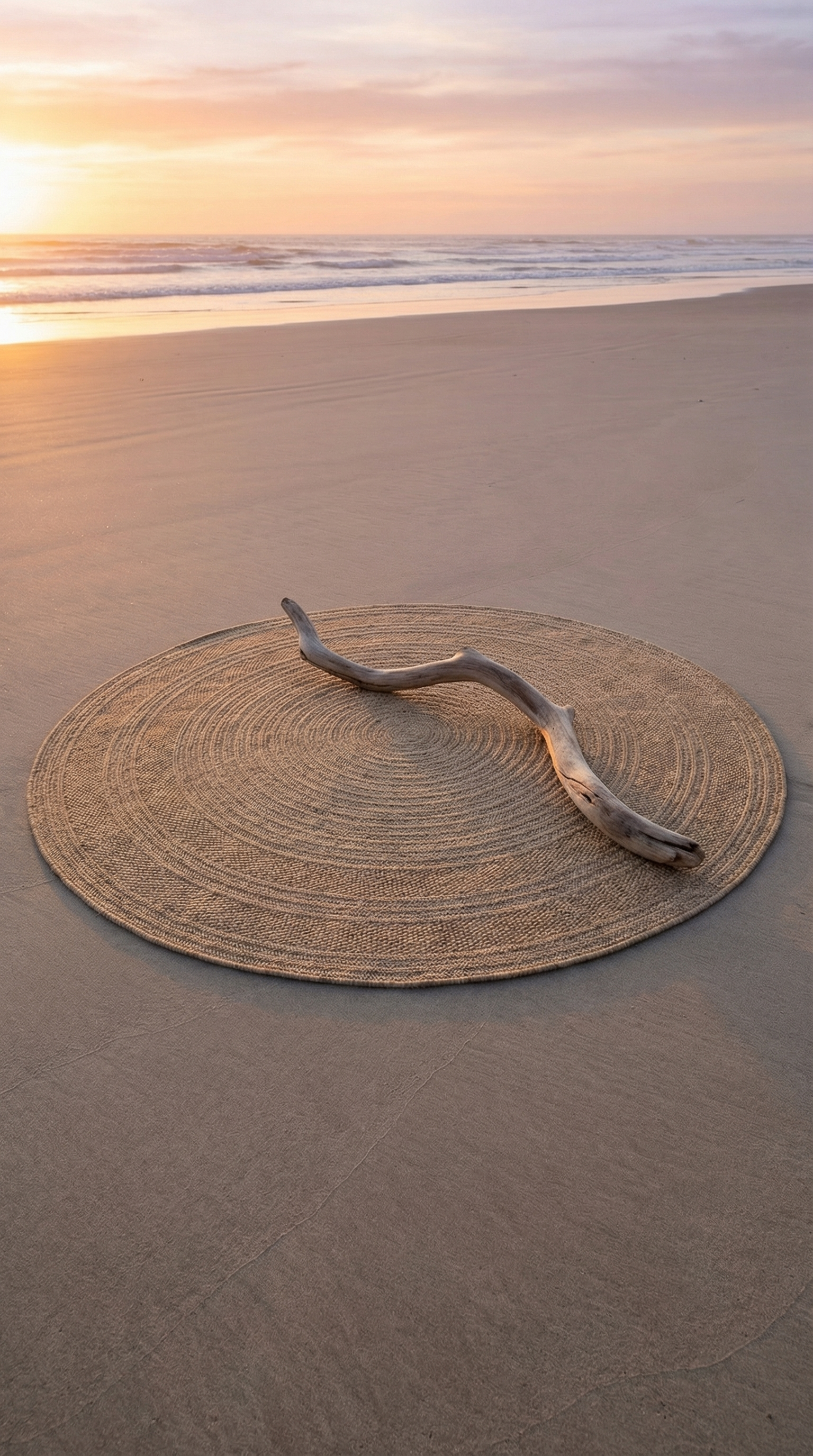 Zev Keten: Yuvarlak Kesim Jüt Görünümlü Halı - Odak Noktası Yaratın