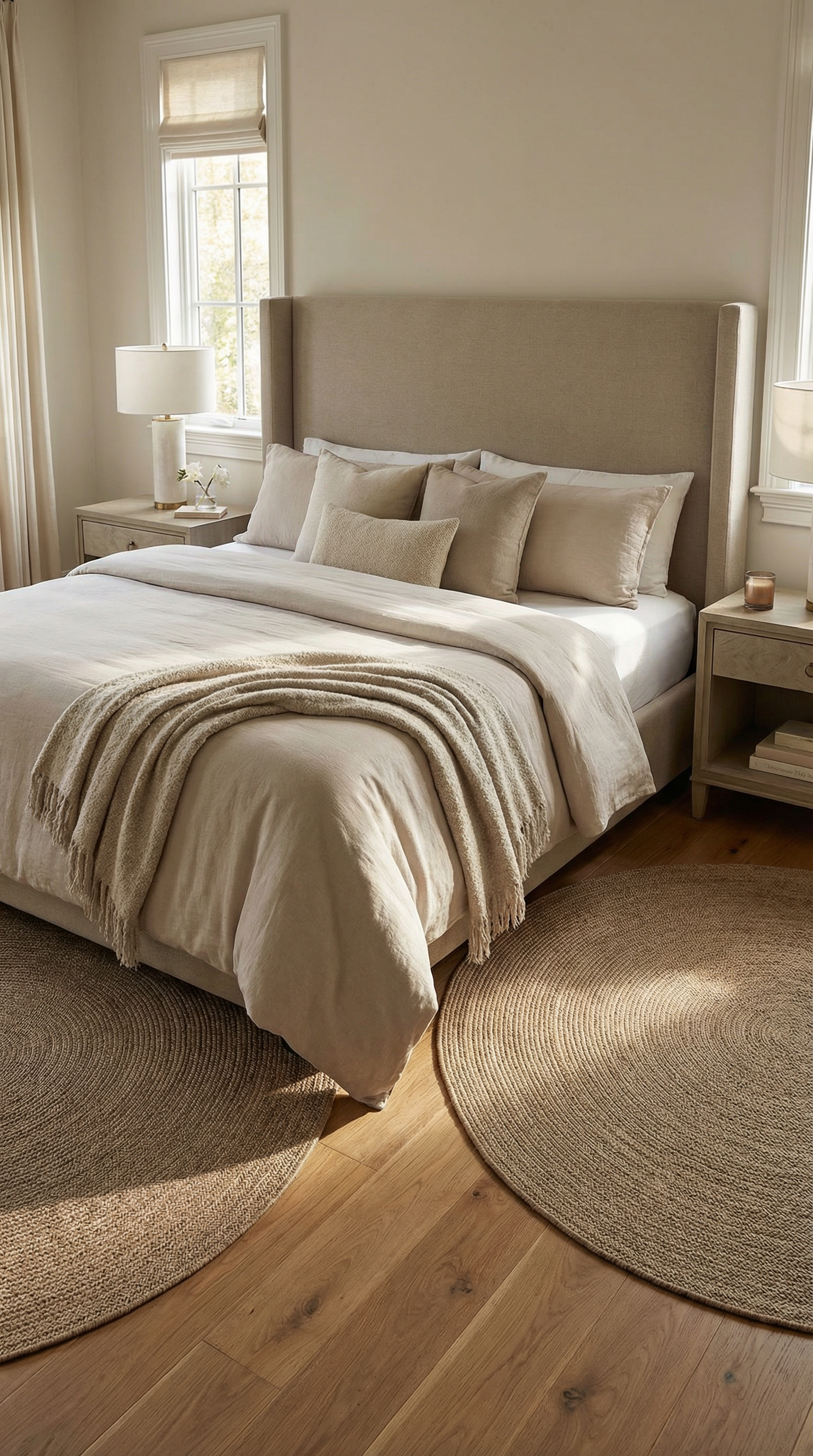 Zev Keten: Yuvarlak Kesim Jüt Görünümlü Halı - Odak Noktası Yaratın