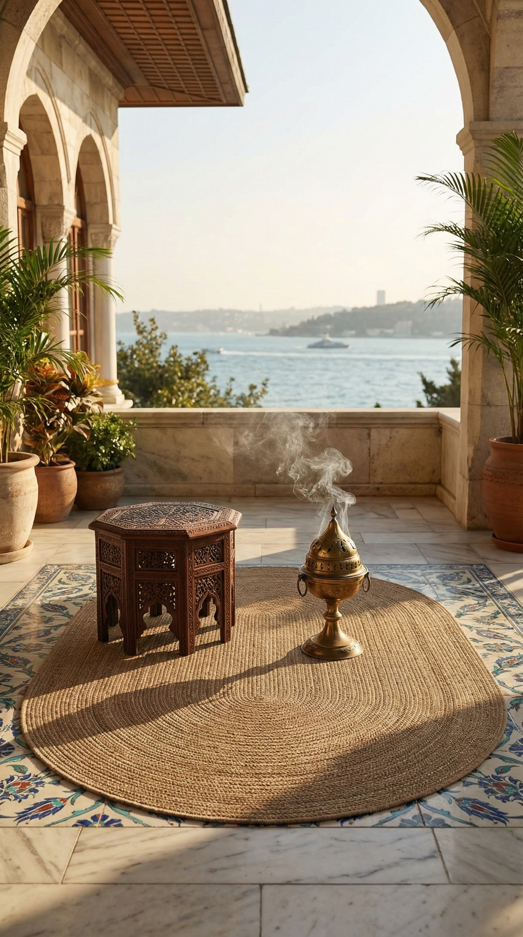 Zev Keten: Oval Kesim Jüt Görünümlü Halı - Mekanlara Akışkanlık Katın