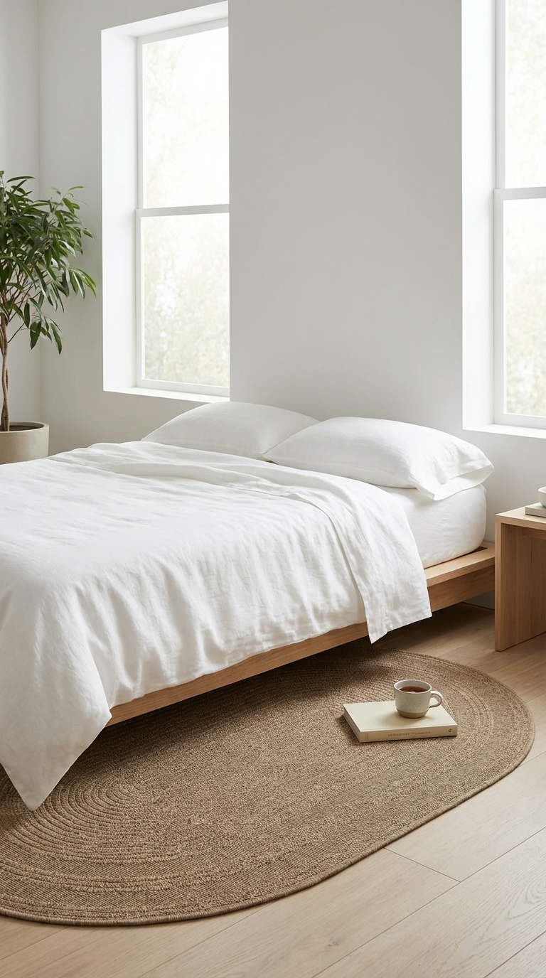 Zev Keten: Oval Kesim Jüt Görünümlü Halı - Mekanlara Akışkanlık Katın