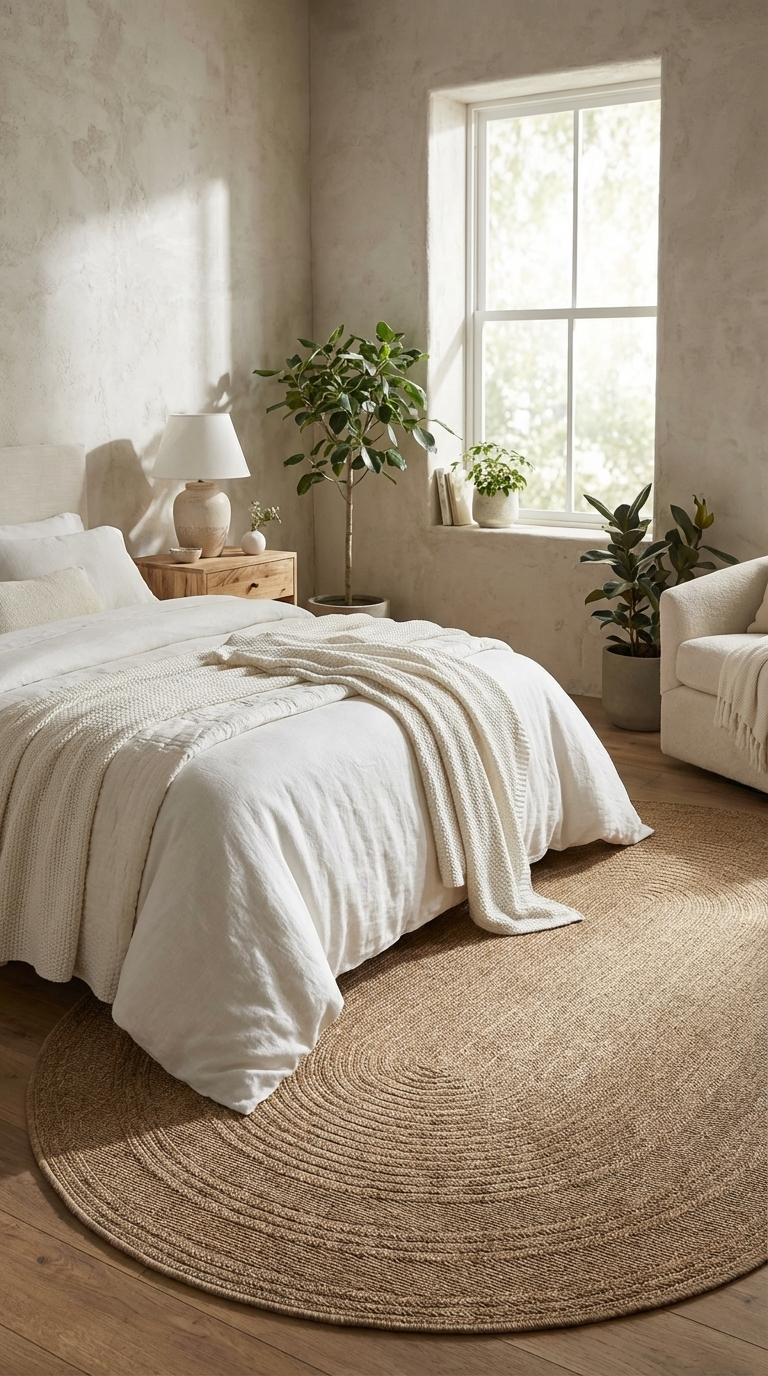 Zev Keten: Oval Kesim Jüt Görünümlü Halı - Mekanlara Akışkanlık Katın