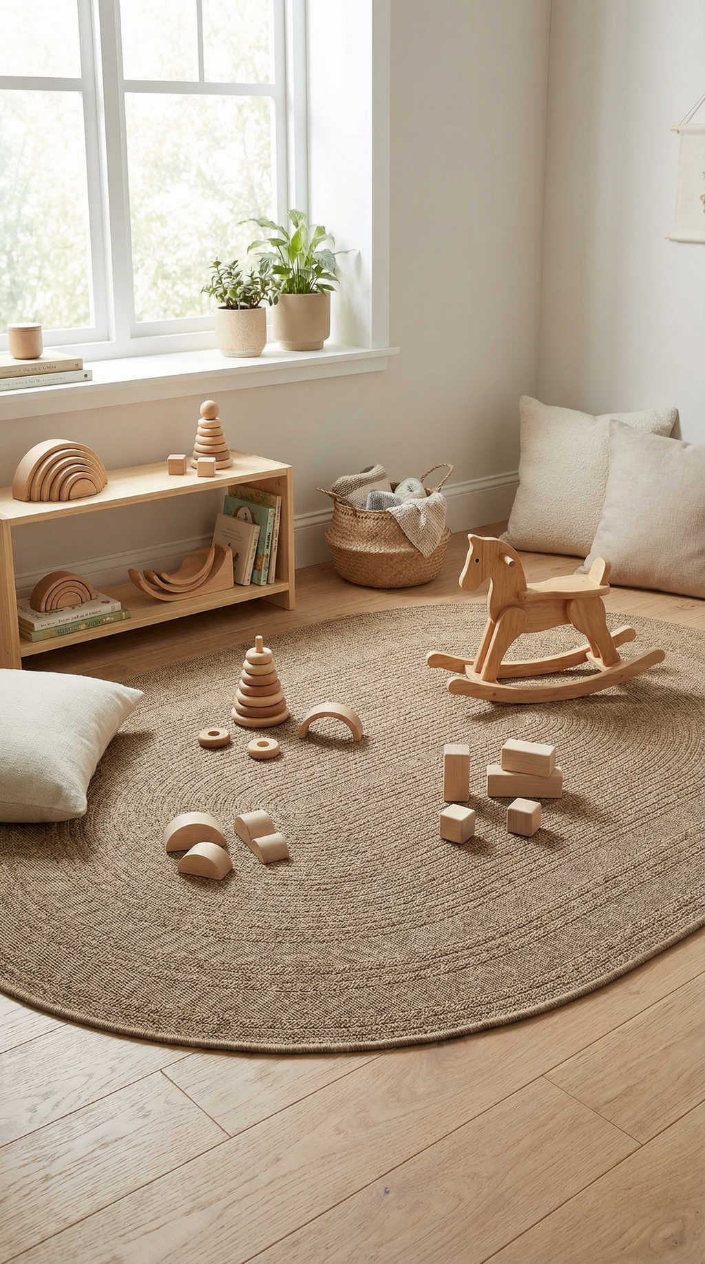 Zev Keten: Oval Kesim Jüt Görünümlü Halı - Mekanlara Akışkanlık Katın