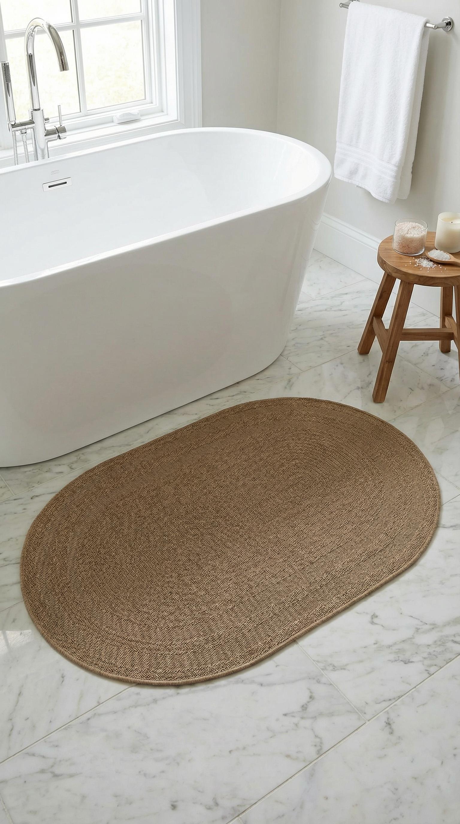 Zev Keten: Oval Kesim Jüt Görünümlü Halı - Mekanlara Akışkanlık Katın