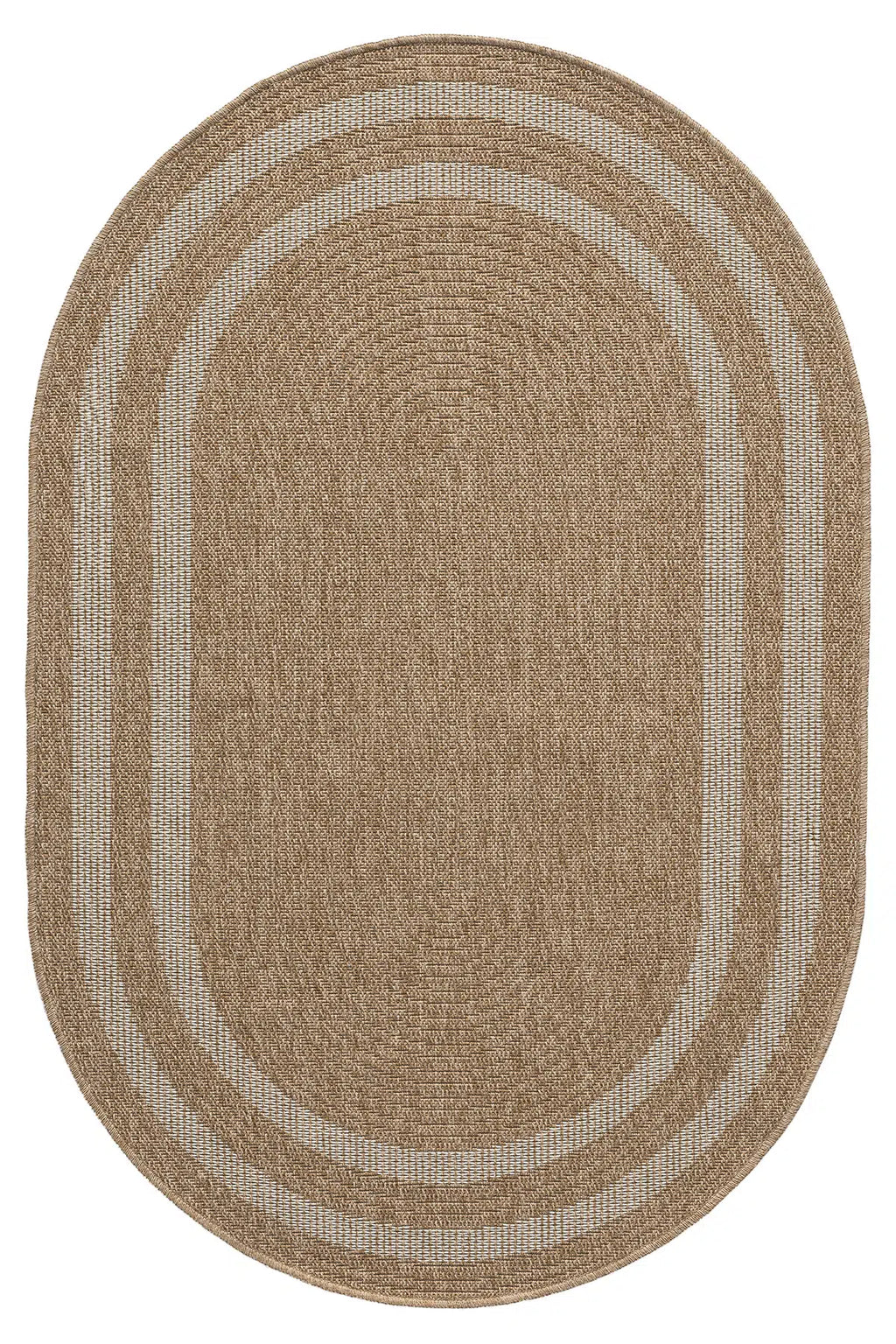 Zev Keten: Özel Oval Şekilli Modern Yolluk Halı - Toprak Tonları