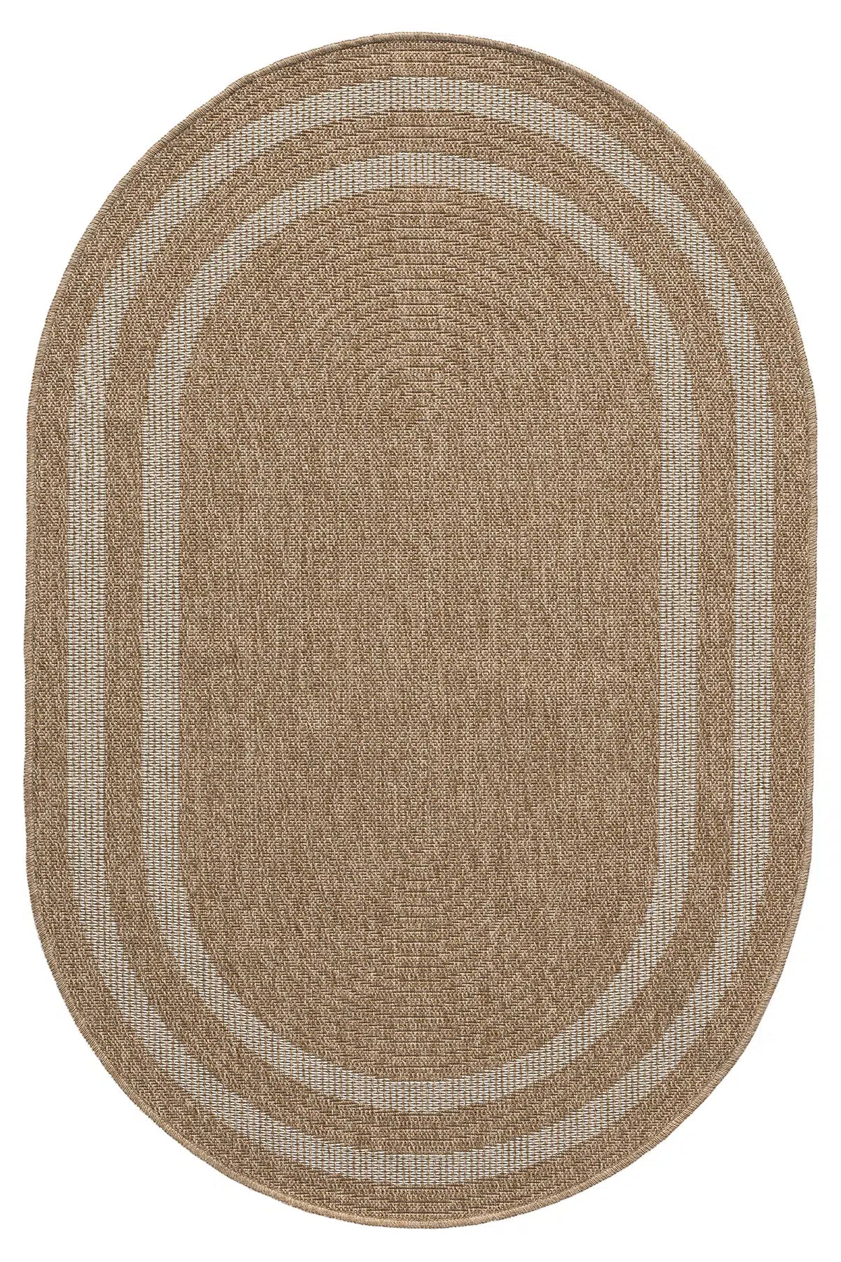 Zev Keten: Özel Oval Şekilli Modern Yolluk Halı - Toprak Tonları