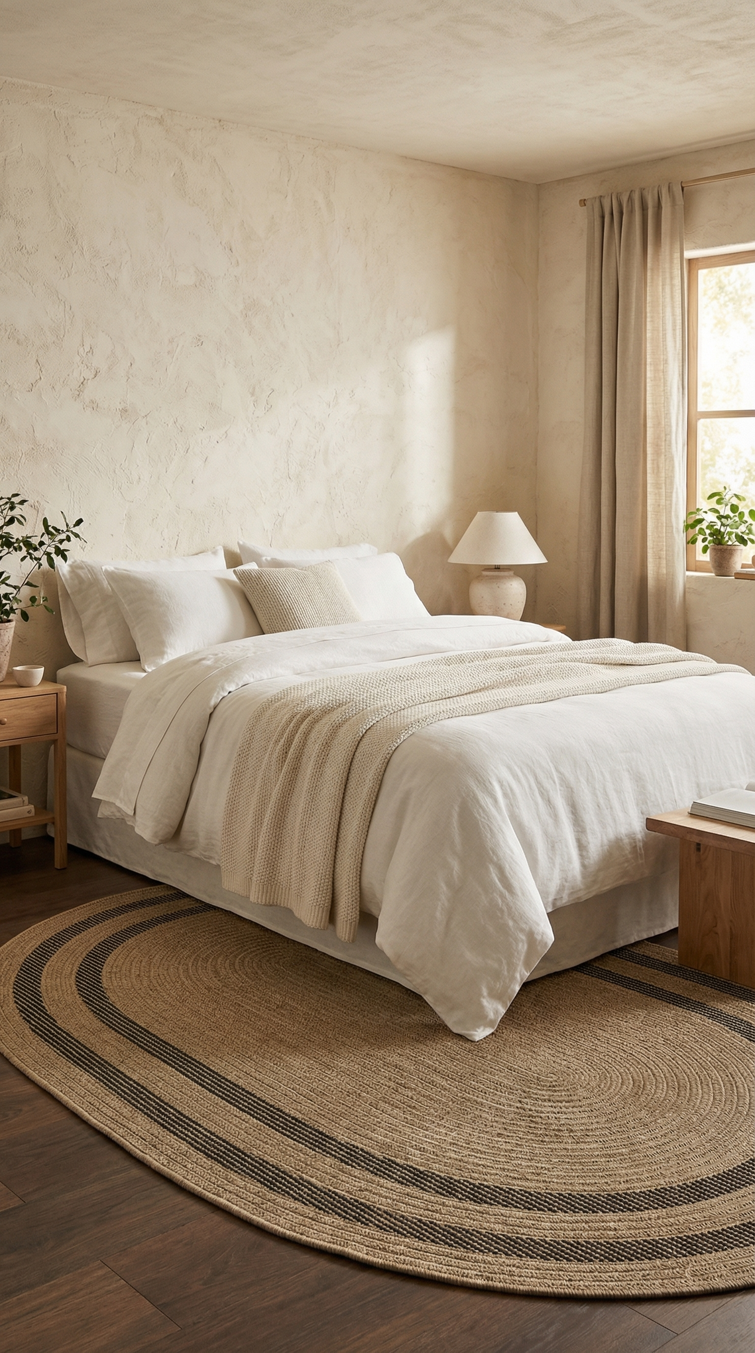 Zev Keten: Dökülme Yapmayan Oval Kesim Hasır Tarzı Salon Halısı