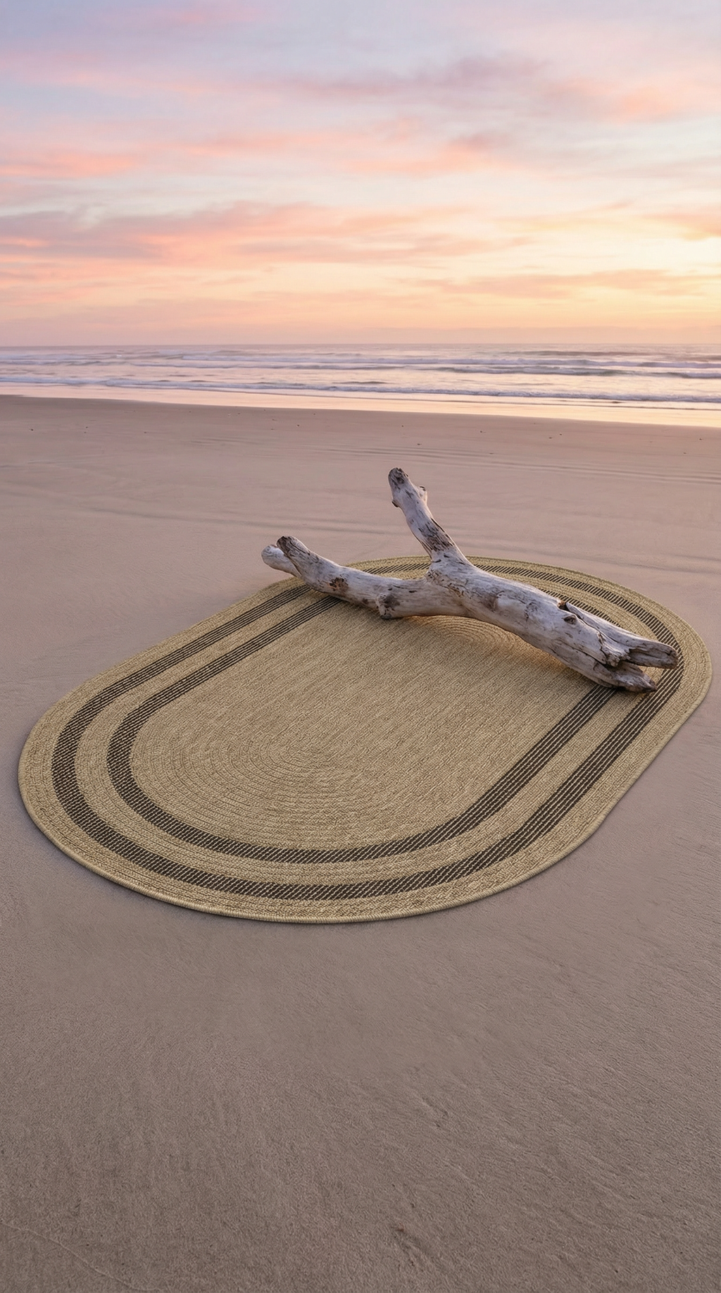 Zev Keten: Dökülme Yapmayan Oval Kesim Hasır Tarzı Salon Halısı