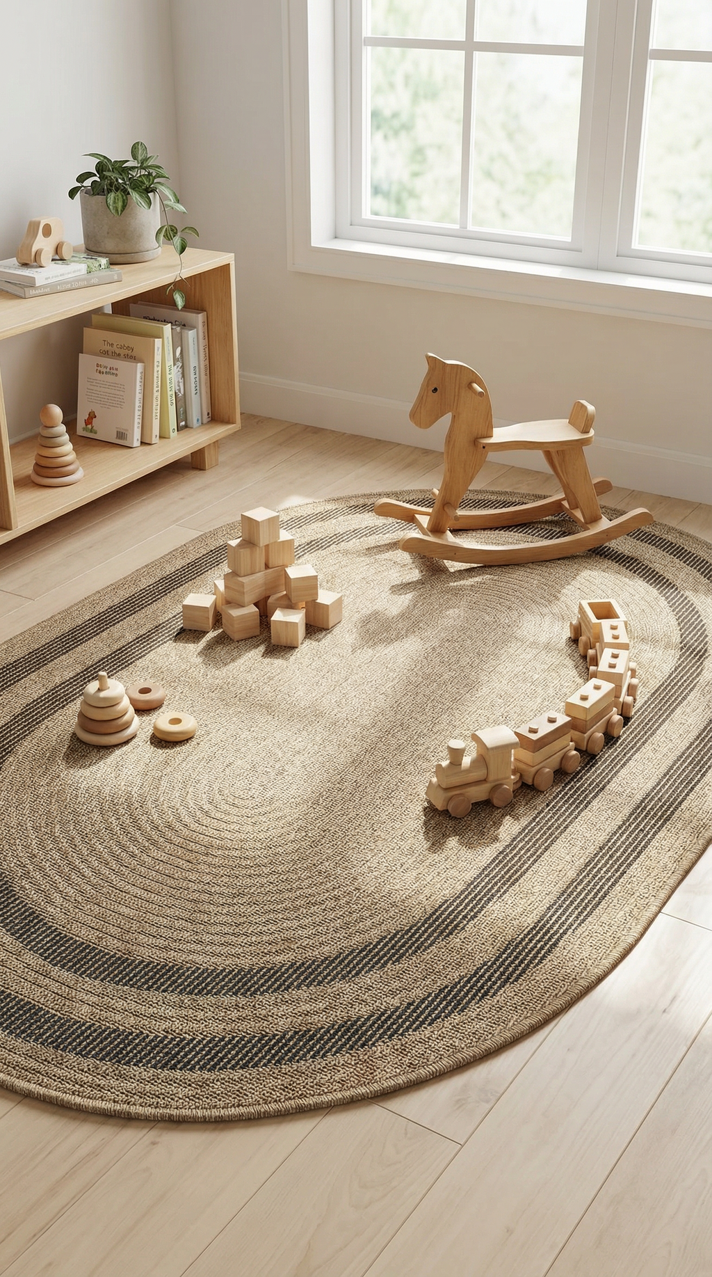 Zev Keten: Dökülme Yapmayan Oval Kesim Hasır Tarzı Salon Halısı