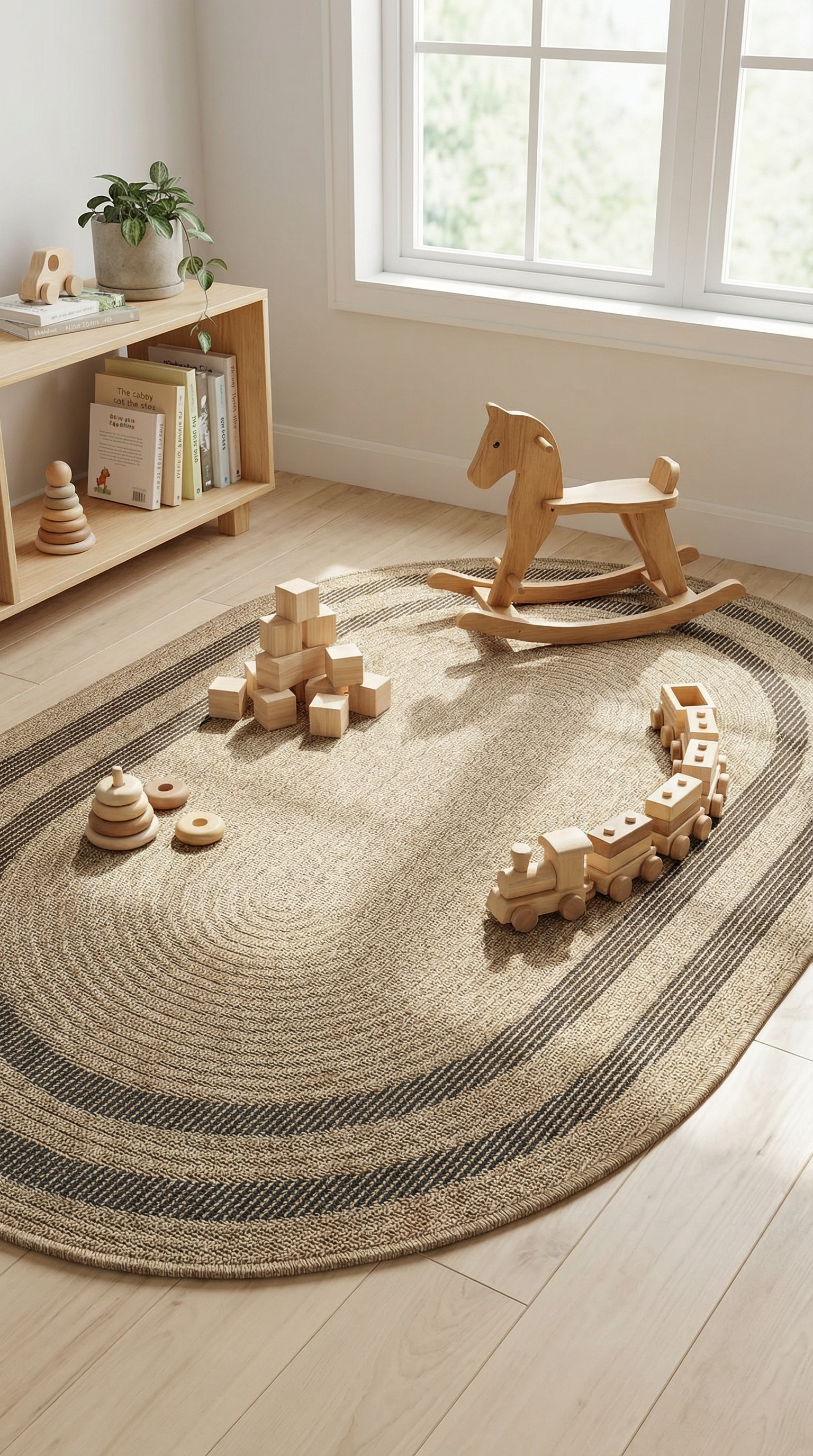 Zev Keten: Dökülme Yapmayan Oval Kesim Hasır Tarzı Salon Halısı