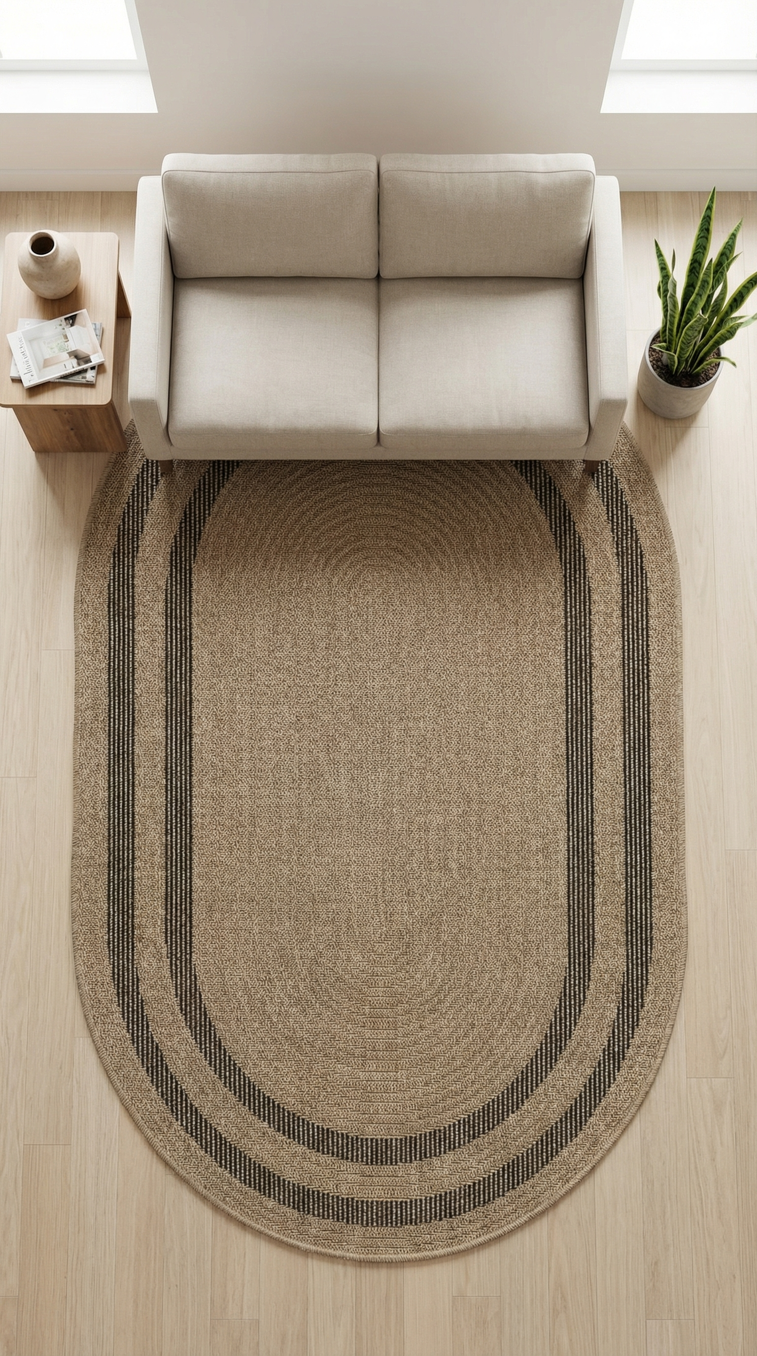 Zev Keten: Dökülme Yapmayan Oval Kesim Hasır Tarzı Salon Halısı