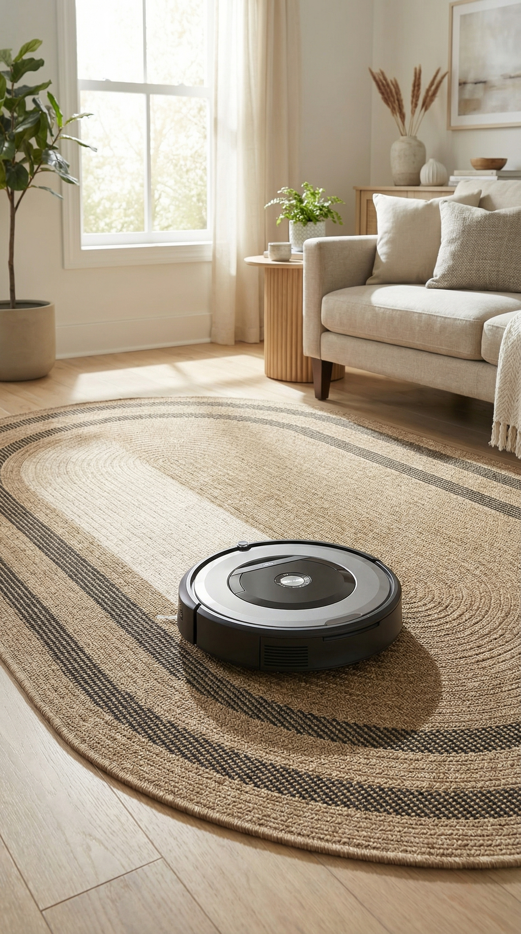 Zev Keten: Dökülme Yapmayan Oval Kesim Hasır Tarzı Salon Halısı