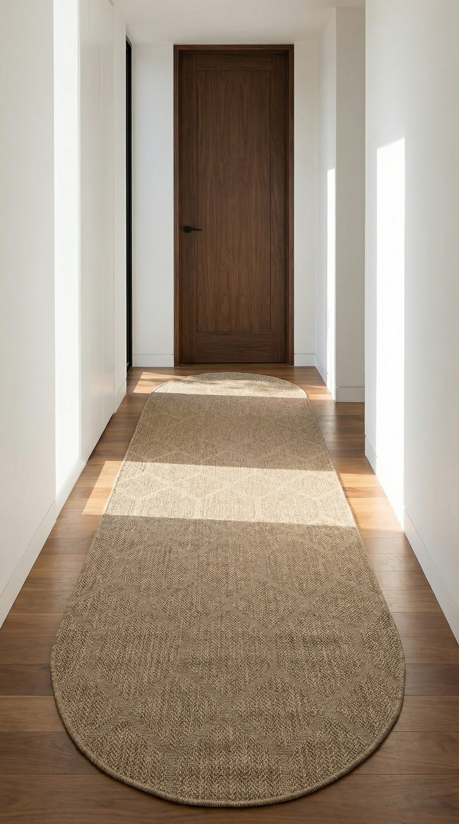 Zev Keten Oval: Köşesiz Zarafet Sunan Özel Kesim Jüt Görünümlü Halı Özel Ölçü ✂