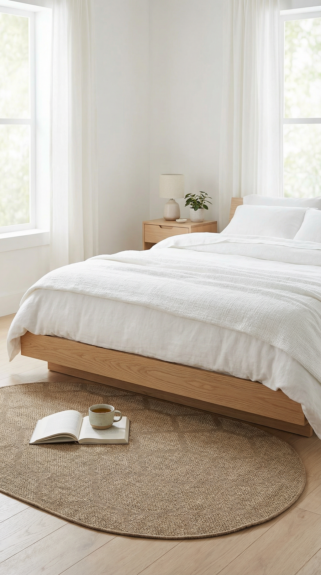 Zev Keten Oval: Köşesiz Zarafet Sunan Özel Kesim Jüt Görünümlü Halı Özel Ölçü ✂