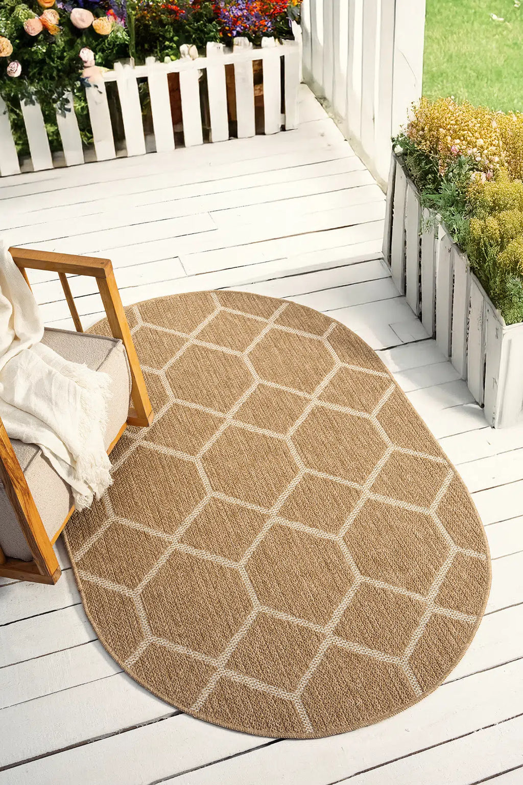 Zev Keten: Kısıtlayıcı Çizgileri Kaldıran Oval Formda Hasır Tarzı Halı Özel Ölçü ✂