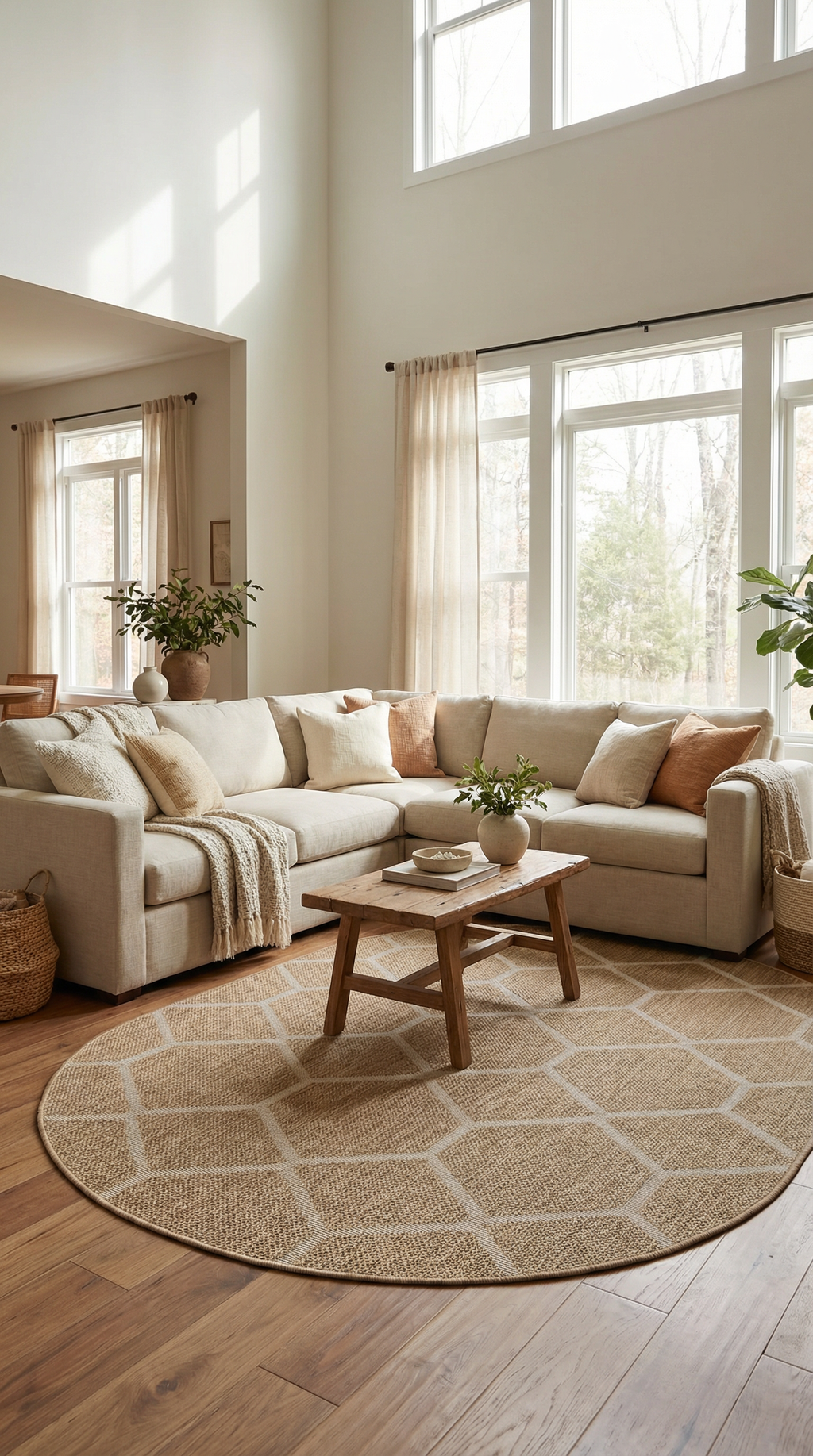 Zev Keten: Kısıtlayıcı Çizgileri Kaldıran Oval Formda Hasır Tarzı Halı Özel Ölçü ✂