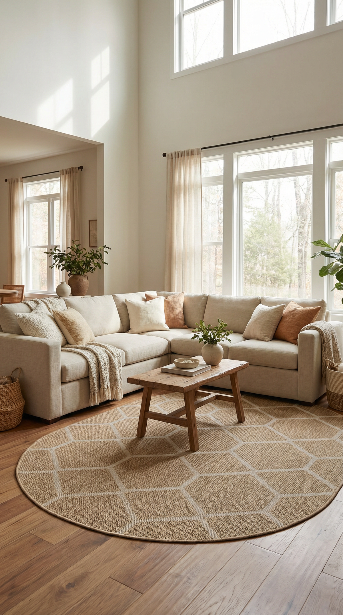 Zev Keten: Kısıtlayıcı Çizgileri Kaldıran Oval Formda Hasır Tarzı Halı Özel Ölçü ✂